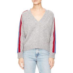 Sandro Briona Wool-Blend Striped V-Neck Sweater S
